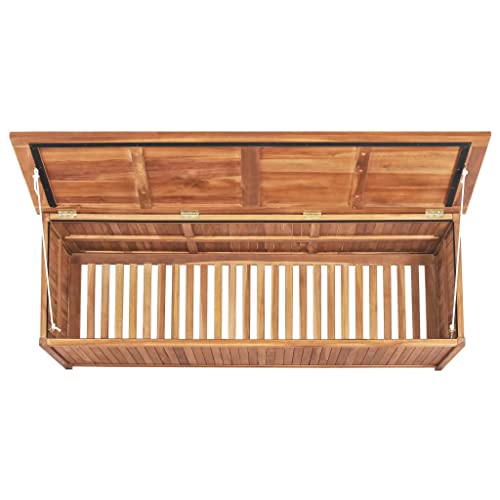 Charmma Patio Storage Box Solid Teak Wood Outdoor Deck Box Storage Bench With Waterproof Lining For Garden, Patio, Backyard 59.1"X19.7"X22.8" (Lxwxh) #TOP4