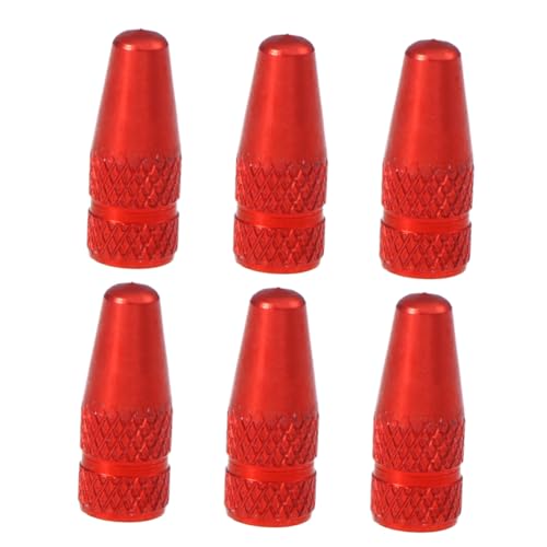 6 Pcs Tapas de Válvula Aluminio Rojas para Bicicleta miniatura 1