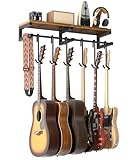 VINCOURNA Soporte Guitarra Pared, 6 Soporte Pared Guitarra, Colgador Guitarra Pare con un Estante Grande, Colgar Guitarra para Guitar Acústica, Bajo, Guitarra Eléctrica, Ukelele Double-Sided