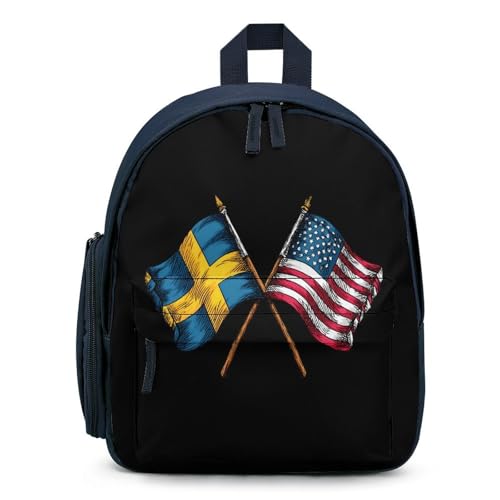 Zaino con bandiera svedese USA amicizia nazioni svedesi carino stampato zaino leggero borsa a tracolla zaino da viaggio per campeggio picnic, Stile blu, Taglia unica