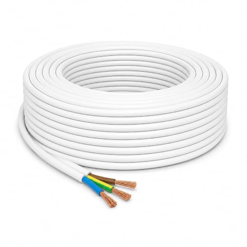JAFSAL ONLINE 3 Core Flexible PVC Mains Wire Cable Electric Wiring 3183Y Cable Flexible Wiring (0.25m WHITE)