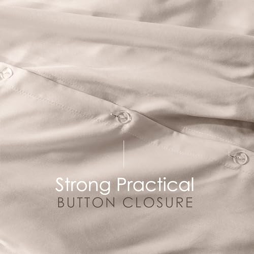 Image of Hearth & Harbor Linen Duvet Cover with Fitted Sheet King Size | 4 Piece Soft Double Brushed Bedding Set, Button Closure, 1 Duvet Cover 104x90 Inches, 1 Fitted Sheet, 2 Pillow Shams