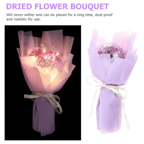 Ramo de flores secas con luces LED para decoración romántica miniatura 7
