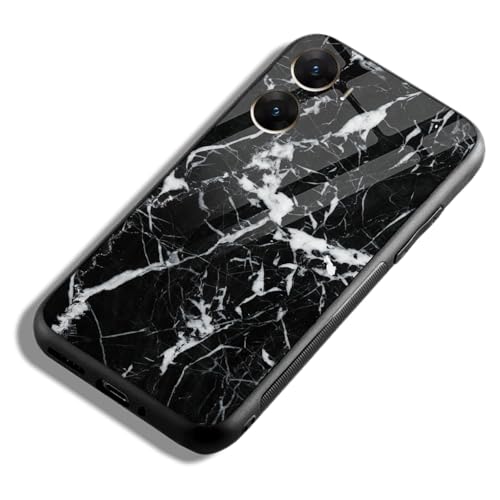 Image of COLORflow Back Cover Compatible with Vivo V29E 5G | Black Marble White | Shockproof TPU Bumper Cover with Camera Protection Back Cover
