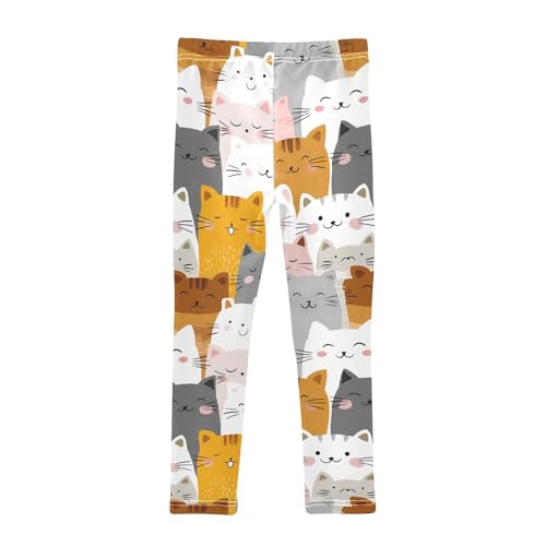 Cute Colored Cats Girls Leggings Ultra Soft Compression Yoga Gym Pants for Kids 4-10T2