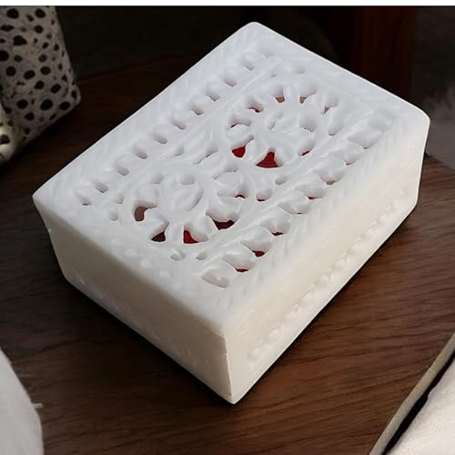 Italian Marble Jewelry Box Organizer – 4"x3"x1.75" Hand-Carved Decorative Keepsake Box for Rings, Earrings, Trinkets, Gifts | Elegant Marble Storage Box for Home Décor, Vanity & Office Desk