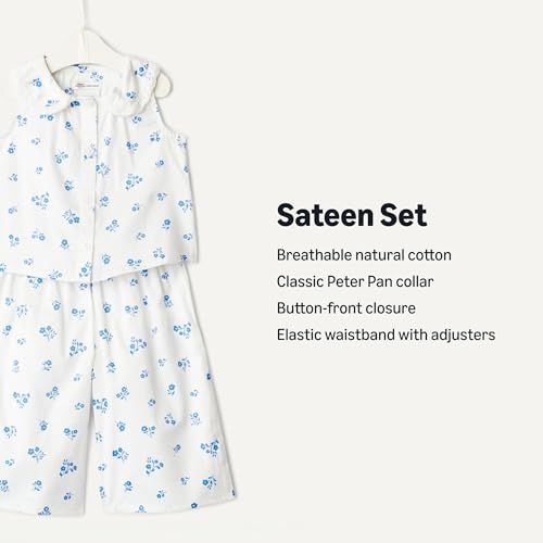 Image of Amazon Essentials x Sofia Grainge Toddlers and Baby Girls' Cotton Sateen Sleeveless Top and Pants Play Set