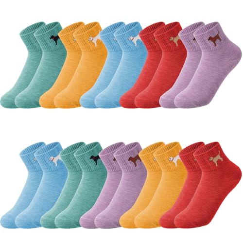 Image of Eurzom 10 Pairs Socks Womens Crew Elastic Ankle Length Cotton Socks Aesthetic Cute Lightweight Low Cut Gifts for Women