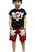 Baby Boys T-shirt Tops Red Pants Outfits Sets Casual 2pcs Summer (6-7 Year, Black)