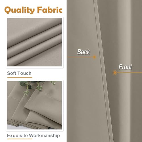 Image of Aiyufeng Stone Short 36 Inches Blackout Curtain 2 Panels Set, Half Window Rod Pocket Privacy Curtain Tiers for Kitchen, Curtains Blackout for Bathroom Shades, W40 x L36 Inch, Stone