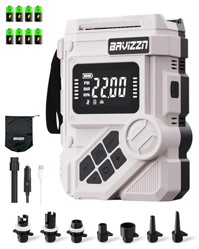 BAVIZZN 22PSI Akku Sup Elektrische Pumpe 12V DC Sup Pumpe Elektrisch Mit Akku 59.2WH Typ-C-Anschluss Inflator & Deflator für Paddle-Board Boot Kayaks Wassersport
