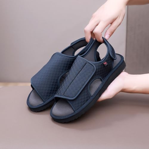 Extra Larges Chaussures Diabétiques et Pieds Enflés pour Homme Sandales à Bout Ouvert pour Pieds Larges et Gonflés (bleu, Adulte, 44, Numérique, Système Taille Chaussures EU, Large) – vue 8