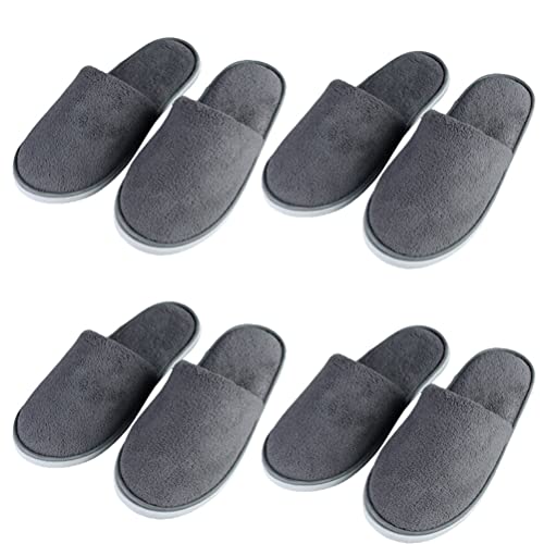 Teceyfeet 4 Paars Gästehausschuhe Set, Hotelslipper Hausschuhe Set Hochwertig Waschbar Hotelslipper Geschlossen Zehen Badeslipper für Damen 28*11cm,Herren 29.5*11.5cm Cover