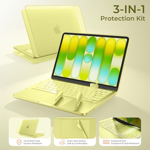 Image of EooCoo for MacBook Neo Case 13 inch 2026, 100% Match Color, 3 in 1 Kit | Citrus Clear, Anti-Fingerprint & Scratch & Crack, Sturdy, Mac Neo Accessories, Ready for School, Work & Travel