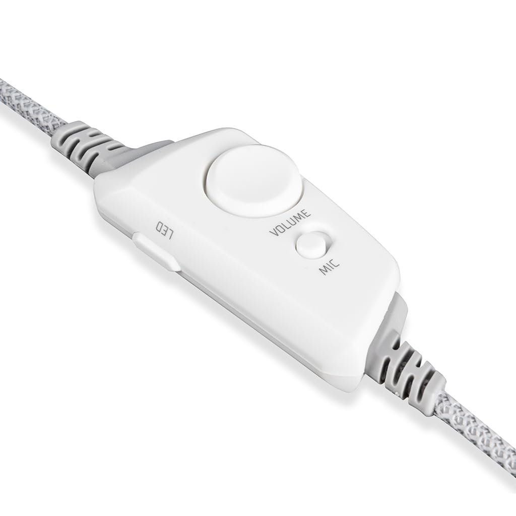 Modecom Volcano MC-899 Prometheo - Cuffie LED RGB bianche 7.1 Virtual Sound, microfono rimovibile.