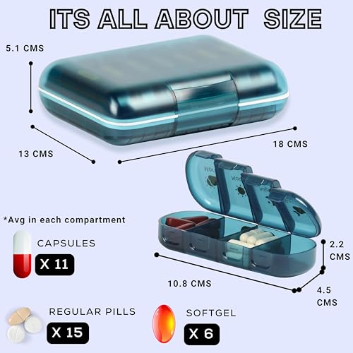 Image of Premium Unbreakable Medicine storage organizer- Waterproof Medicine organizer box- Medicine Box, 7 days Medicine Box For Home-Large Pill Organizer Box Case (Blue-4 Compartment)