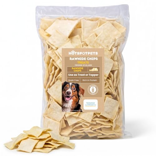 hotspot pets Rawhide Chips Dog Chews - 3LB Bag - Single Ingredient Premium Bulk Rawhide Chips for Dogs - Helps Support Teeth & Dental Chews for Dogs