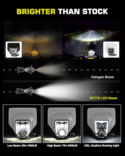 Image of Dirt Bike LED Headlight 78W 3200LM w /Bezel DRL High Low Beam Compatible with Enduro Motorcycle Pit Bike 2017-2024 FE250 350 350S 450 501 501S 701 701SM TE150 150i 250 250i 300 300i TX125 FC250 350 450