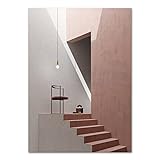  HLSHOE Moderne rose Obsession escaliers Atriums intérieur toile peinture affiche et impression mur Art photo affiche salon décor à la maison (Color : 3, Size : 60x90 cm no frame)