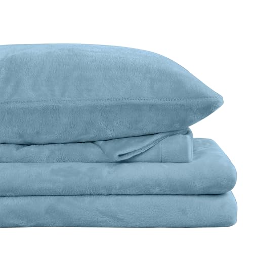 Viviland Plush Micro Fleece Queen Bed Sheet Set - Soft Fuzzy Polar Fleece Velour Velvet Sheets -...