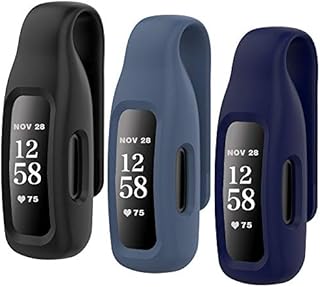 HSWAI 3-Pack Clips Replacement for Fitbit Inspire 2, Soft Comfortable Silicone Clip 360°Protection Holder Accessory Compatible with Fibit Inspire 2