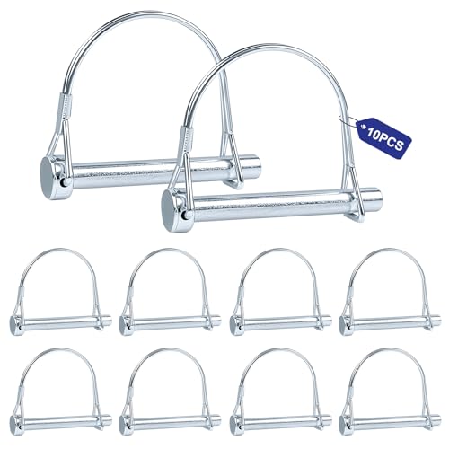 MIGUBIGU 10 Pièces Goupille de Verrouillage Forme D 8 x 65 mm, Goupille Agricole en Acier Carbone, Axe de Verrouillage pour Remorques de Ferme, Wagons, Pelouse, Jardin, Agriculture
