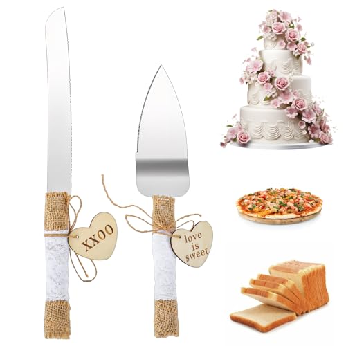 CIATBYYJ Hochzeits Tortenmesser und Tortenheber Set,Tortenheber Edelstahl,Silber Tortenmesser,Hochzeitstag Kuchenheber für Hochzeit,Geburtstag,Partys,Jubiläum