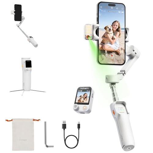 Image of hohem iSteady V3 Ultra Gimbal Stabilizer for iPhone,Gimbal with AI Tracking | Fill Light,Built-in Extendable Rod & Tripod,Detachable Remote Control,Stabilizer for Vlog,TikTok (White)