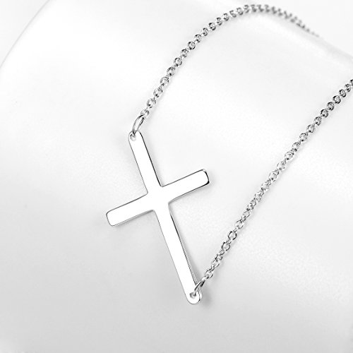 LEMONDROP 925 Sterling Silver Sideways Cross Necklace4