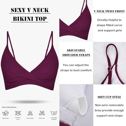 Image of Amy Babe Women's High Waisted Bikini Sets Push Up Twist Front Spaghetti Straps Ruched Two Piece Swimsuit Bathing Suit
