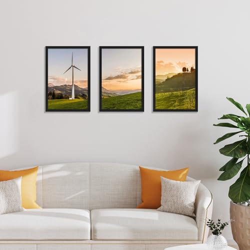 decorUhome 12x18 Picture Frame, Display Pictures 11x17 with Mat or 12x18 without Mat, Wall Mounting Photo Frame, Black, 1 Pack