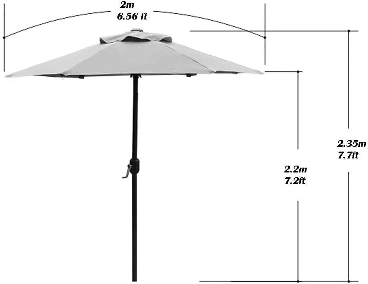Balcony Parasol Shade Sun Parasol,Sun Parasol Umbrella Garden Patio Umbrella Outdoor Table Umbrella with 6 Sturdy Ribs, White Garden Parasolwith Crank for Backyard Poolside Deck
