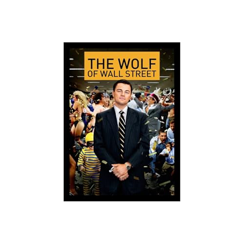 Image of BLINKART Thewolfwallstreet(2013) Movie Poster Frame 12x18 Inch | Premium 300 GSM Paper Wall Print | Mid Century Vintage Film Artwork for Home, Bedroom, Living Room, Office | Framed Photo Decor