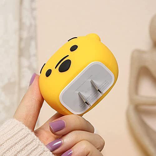 Image of Cartoon 3D Design Protective Case for 18W 20W iPhone 14 13 12 11 Pro Max Fast Charging Cable Adapter Charger, Cute Cartoon Lightning Data Cable Case for iPhone Charger Winnie-The-Pooh