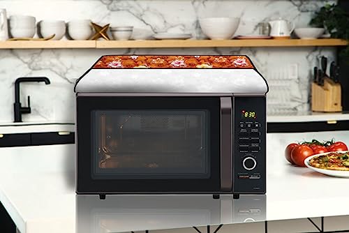 Image of The Furnishing Tree PVC Waterproof Microwave Oven Cover compatible for Morphy Richards 23 L Convection 23MCG Floral Pattern Orange
