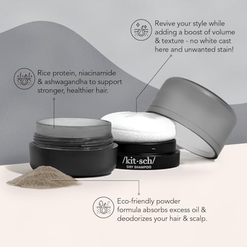 Kitsch Dry Shampoo for Women | Texture Powder for Men – Volumizing Dark Hair Powder, Unscented, Organic, No White Cast, Paraben & Benzene Free, Travel Size, 8g - Image 3