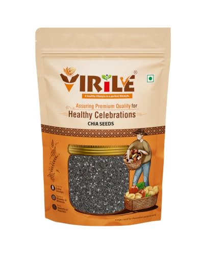 Image of VIRILE Premium Chia Seeds 400g (Pack of 2) - Seeds for Weight Management | Rich in Calcium, Protein & Fibre | Beat the Heat | 100% Clean Chia Seeds for Eating | Antioxidant Rich Seeds