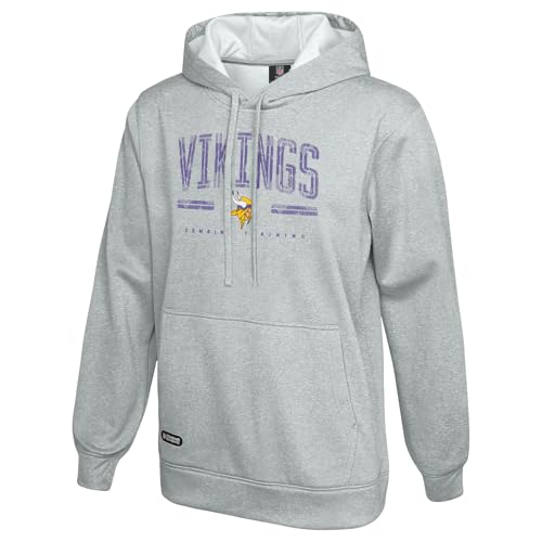 Outerstuff NFL Mens Coin Toss Pullover Performance Fleece Hoodie Minnesota Vikings - Gray X-Large