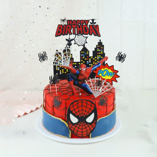 Miss-shop Topper de Gâteau,Spiderman Cupcake Toppers 11 Pièces Décorations de Gâteau d'anniversaire pour Les Enfants Anniversaire Bébé Douche Fête de d'anniversaire Mariage Cover