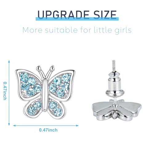 Image of Crystal Butterfly Earrings,Inlaid with Zirconia,Hypoallergenic Children's Diamond Silver Earrings,Birth Gift Birthday Valentine's Day Mother's Day Graduation Gift