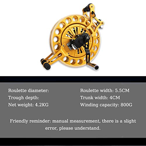 Enrollador de cometas amarillo de 32 cm con mango de rueda y bloqueo 6