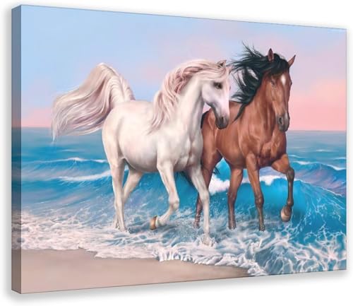 Image of Jasol Diamond Painting Kit, 40x30 Cms, Full Drill, 5D Crystals, Home Wall Decor Gift Set (Sea Horse J40058)