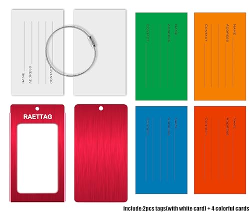 Image of Luggage Tags Metal Suitcase Tags Travel Bag ID Identifier Luggage Tag (Red 2-Pack)