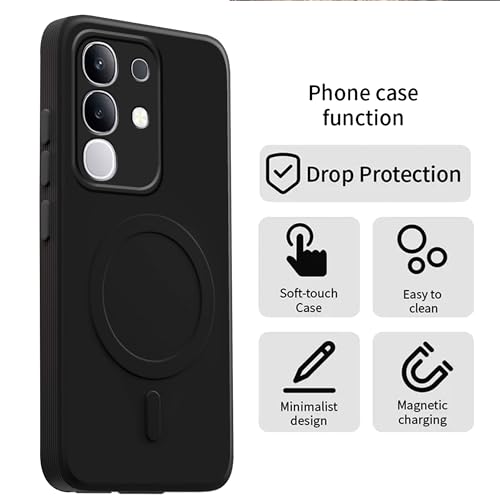 Image of amazon basics Back Cover for Vivo Y31 Pro 5G Soft Matte Silicone Mag-Safe Design (Mag-Safe Not Support) Camera Protection | Slim Fit Bumper Cover (Black)