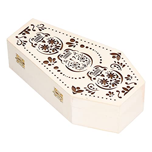 URRNDD Caja de ataúd de Madera sin terminar de 2 Piezas DIY para funerales de Mascotas pequeñas Decoración de Fiesta de Halloween(Cráneo) Cover