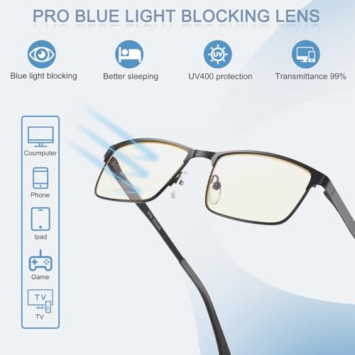 Image of EYECEDAR 5-Pack Reading Glasses Men Metal Frame Spring Hinges with Computer Readers for Men 1.25