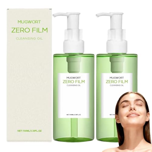 Aceite limpiador Mugwort Zero Film, doble limpieza suave para la cara, desmaquillador a base de aceite Zero Film, suero Mugwort Deep Clean, limpiador facial hidratante, desmaquillador diario (2PCS)