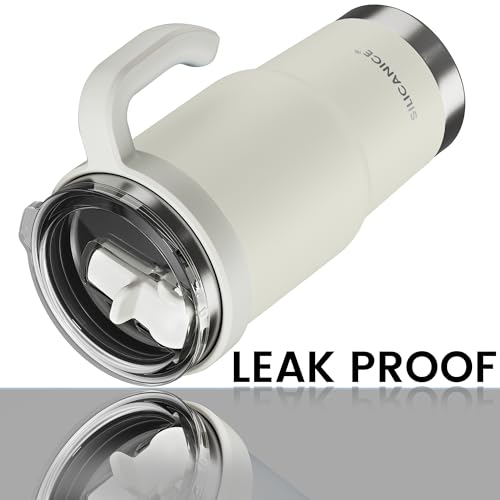Image of For Iced Coffee & Smoothies - Never Drink from a Moldy Lid Again: 24oz Hygienic Tumbler, 100% Leakproof Lid & Removable Foldable Spout. Reinforced Base, Fits Cup Holders-Cream