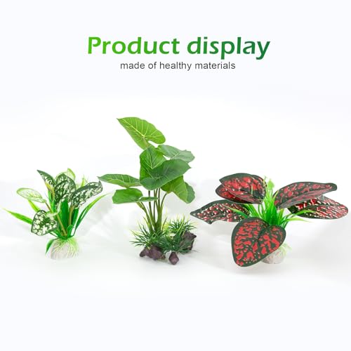 Image of Reptile Artificial Plants 3PCS Terrarium Plants Aquarium Plants Decorations for Amphibian Habitat Decor