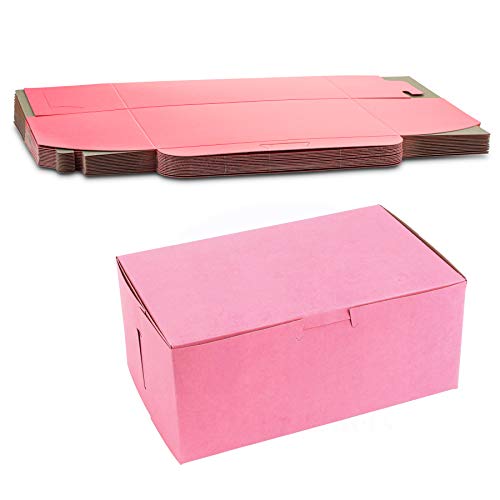Pretty Pink Lock Corner Clay Coated Kraft Paperboard Bakery Box No-Window Size 6" x 4 1/2" x 2 3/4" By MT Products (15 Pieces)